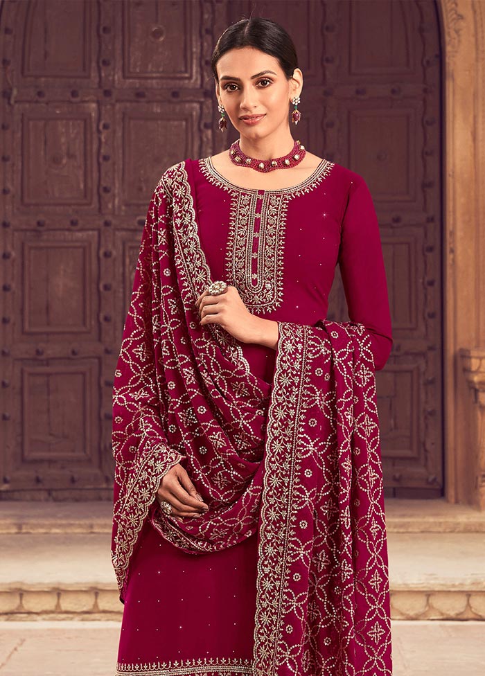 3 Pc Rani Semi Stitched Georgette Suit Set