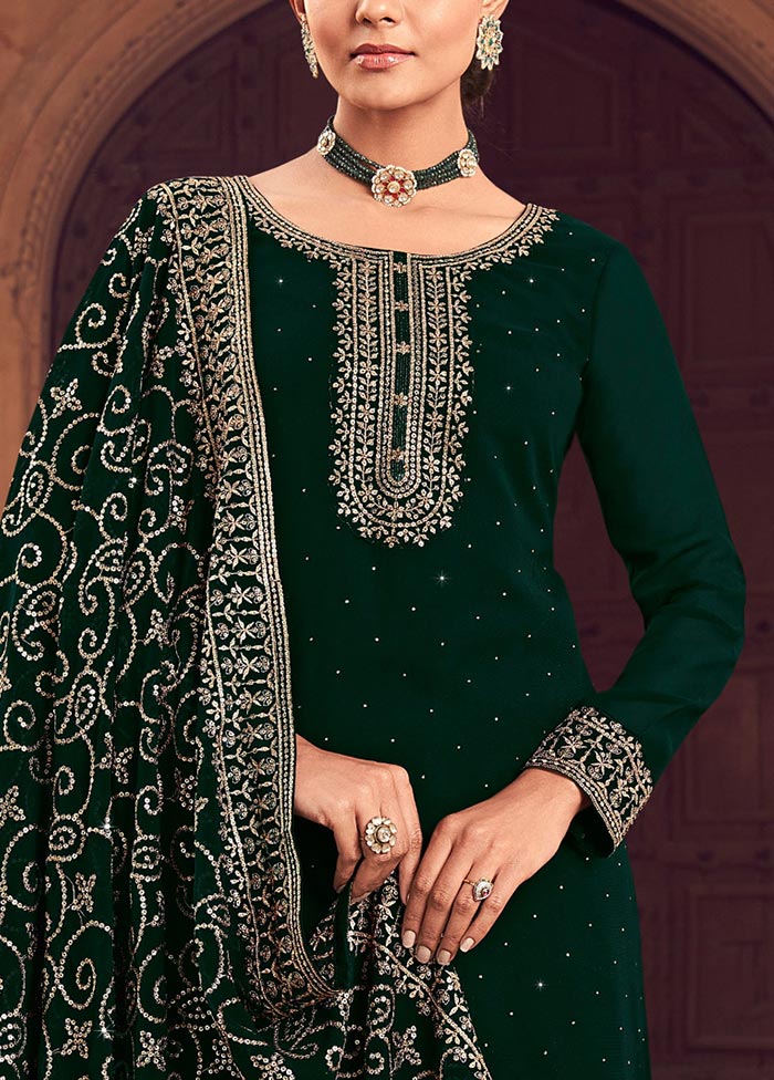 3 Pc Green Semi Stitched Georgette Suit Set