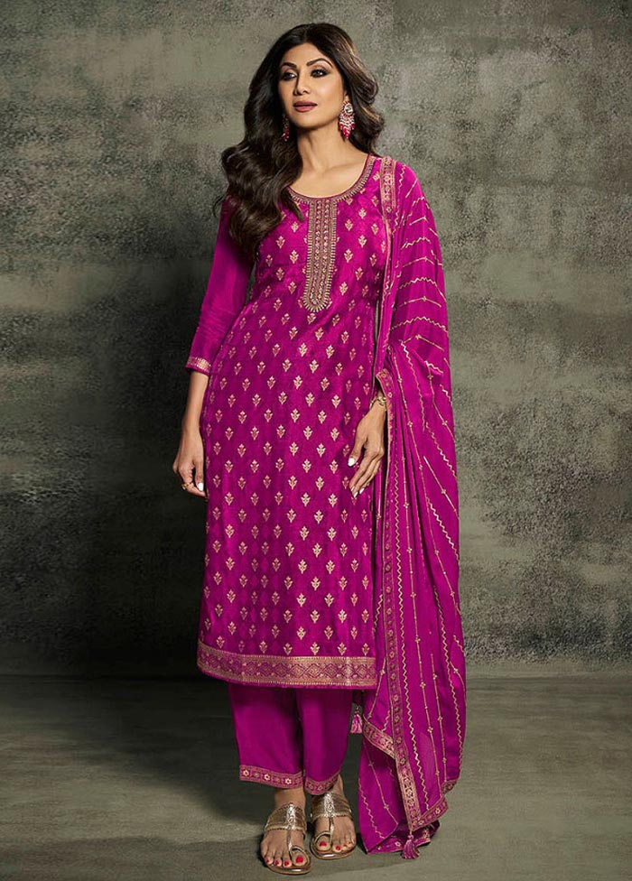 3 Pc Rani Semi Stitched Viscose Suit Set