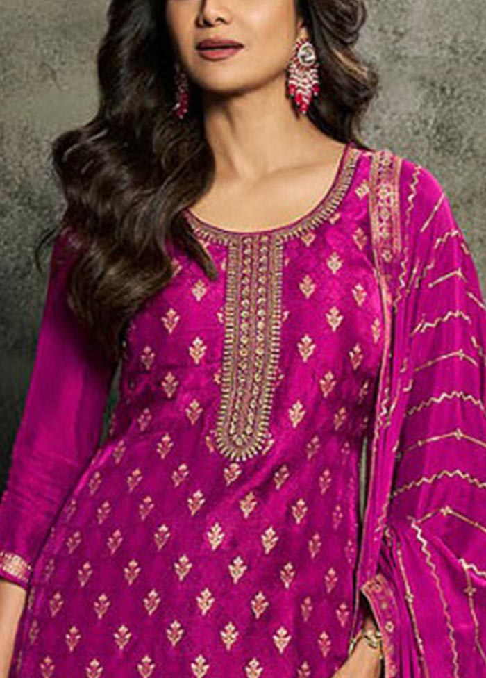 3 Pc Rani Semi Stitched Viscose Suit Set