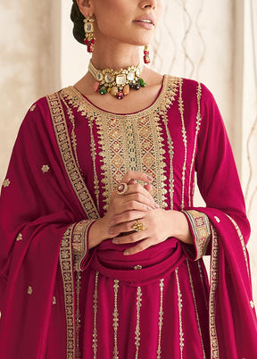 3 Pc Rani Semi Stitched Silk Suit Set