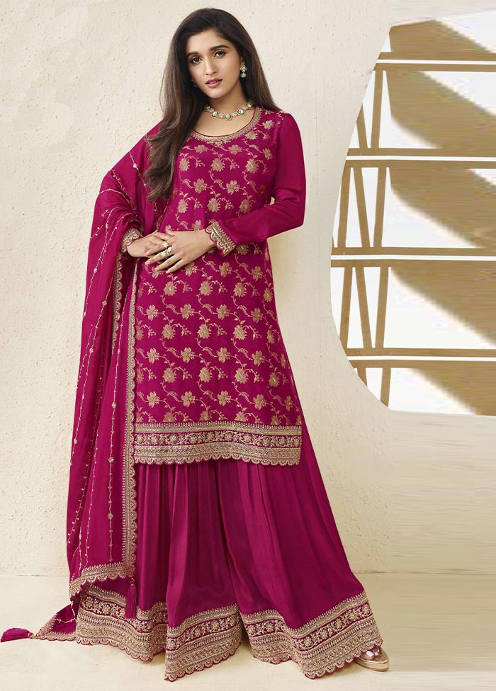 3 Pc Rani Semi Stitched Viscose Suit Set