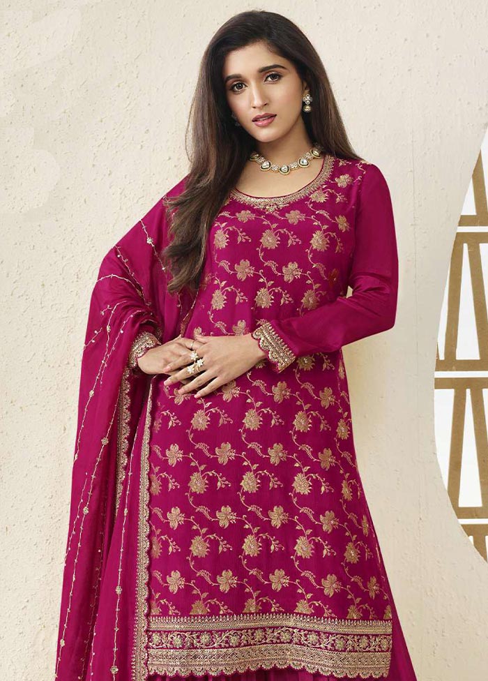 3 Pc Rani Semi Stitched Viscose Suit Set