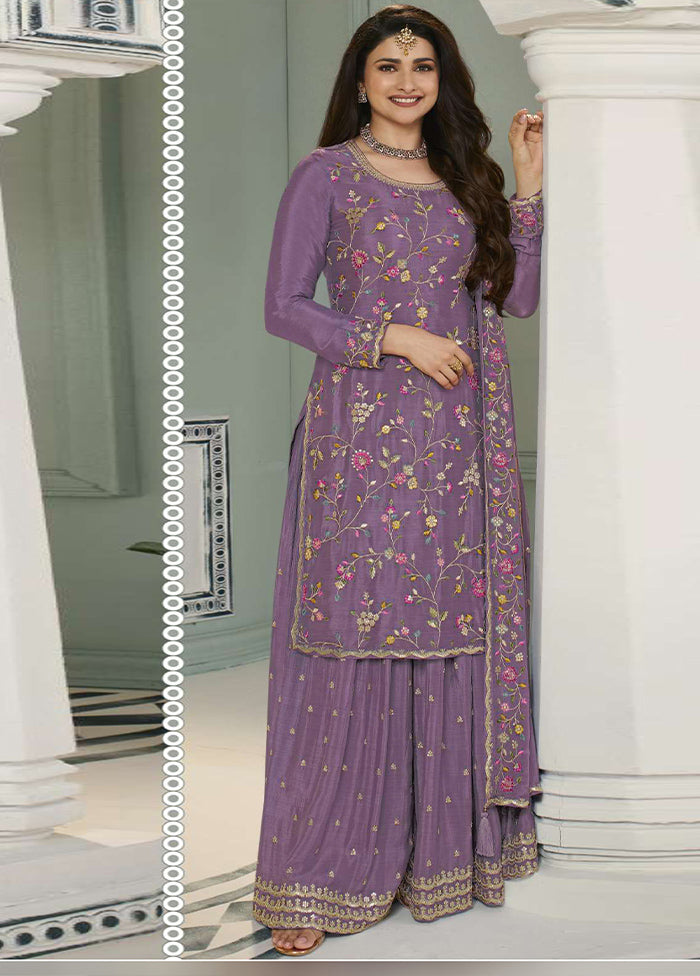 3 Pc Onion Pink Semi Stitched Viscose Suit Set