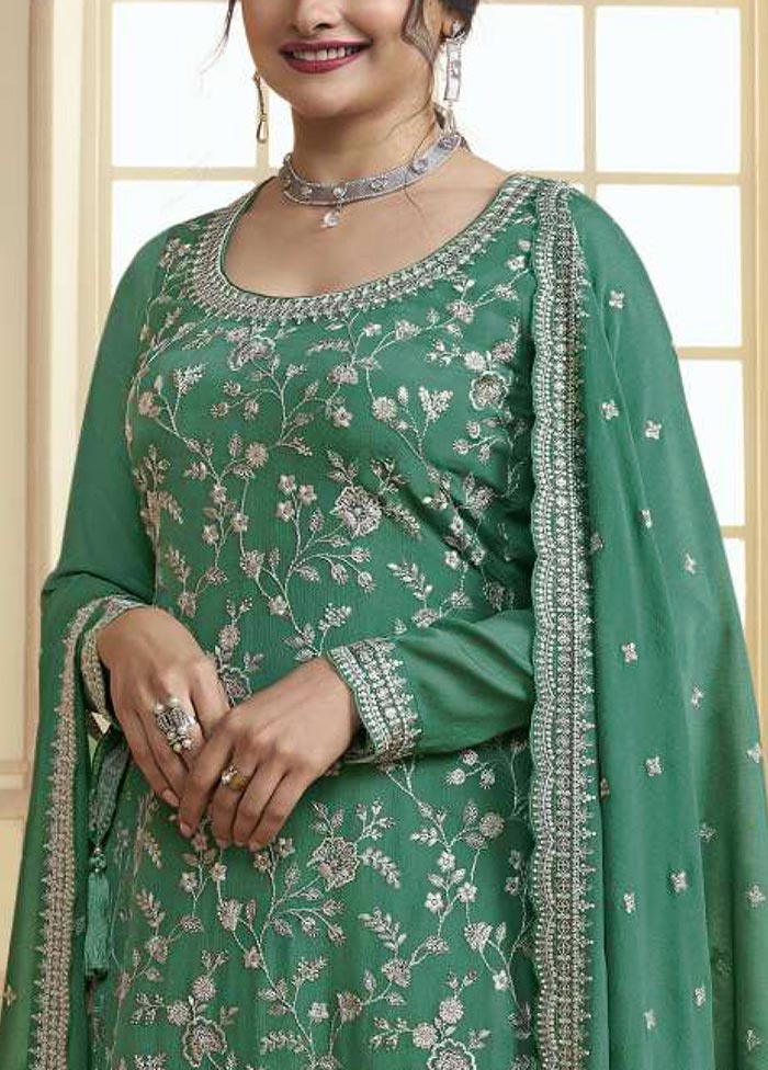 3 Pc Rama Semi Stitched Silk Suit Set