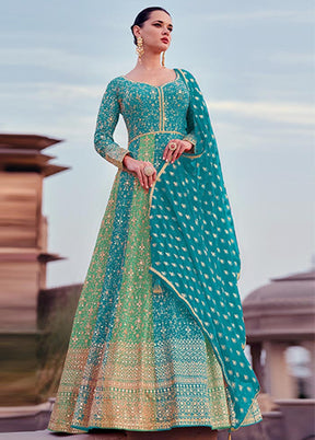 3 Pc Multicolor Semi Stitched Georgette Suit Set