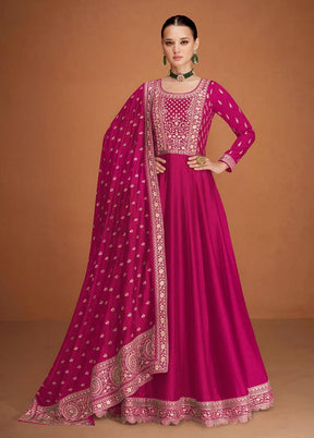 3 Pc Rani Semi Stitched Silk Suit Set