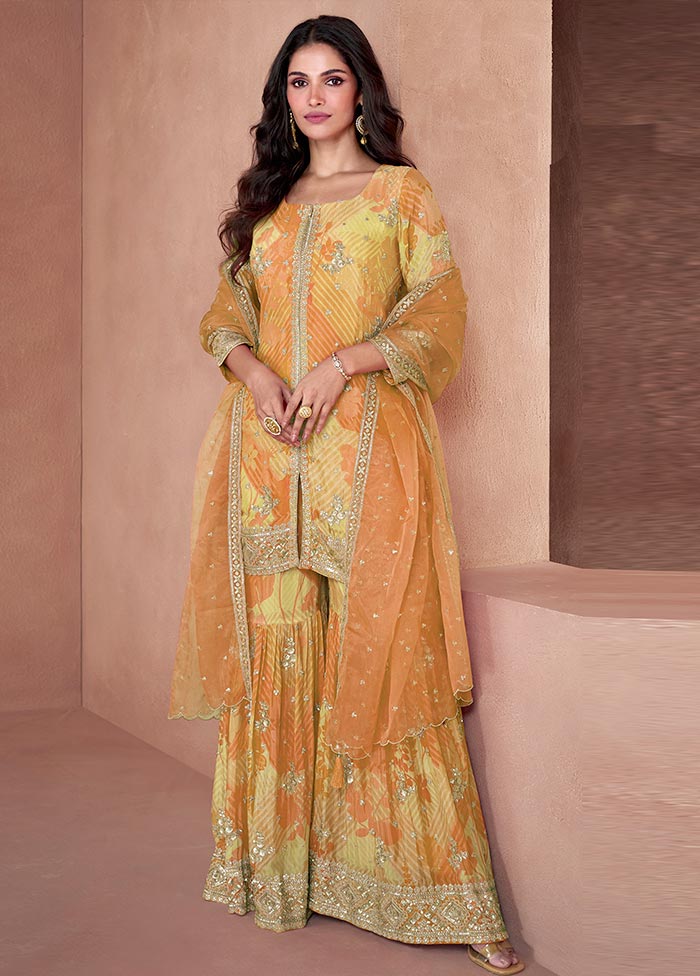 3 Pc Multicolor Semi Stitched Georgette Suit Set