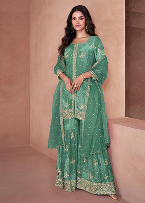 3 Pc Multicolor Semi Stitched Georgette Suit Set