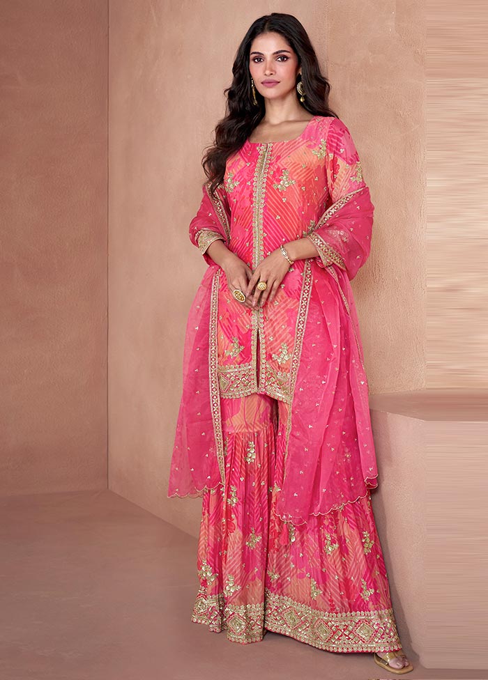 3 Pc Multicolor Semi Stitched Georgette Suit Set