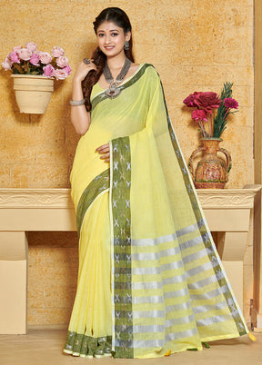 Yellow Cotton Saree With Blouse Piece - Indian Silk House Agencies