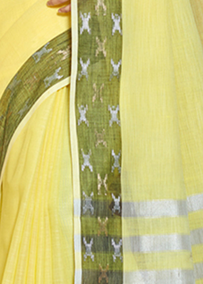 Yellow Cotton Saree With Blouse Piece - Indian Silk House Agencies