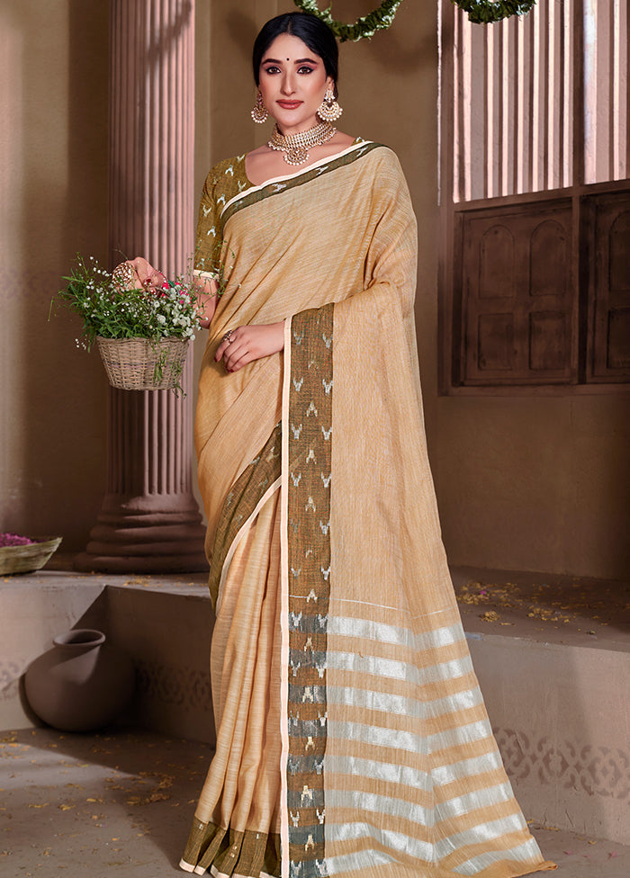 Cream Silk Saree With Blouse Piece - Indian Silk House Agencies