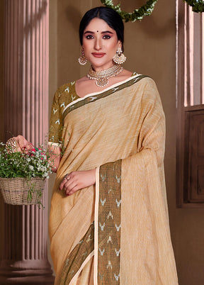 Cream Silk Saree With Blouse Piece - Indian Silk House Agencies