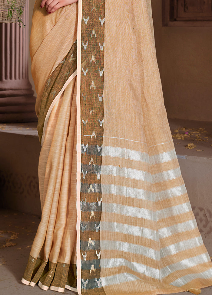 Cream Silk Saree With Blouse Piece - Indian Silk House Agencies