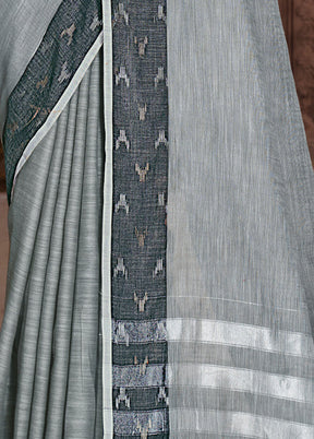 Grey Silk Saree With Blouse Piece - Indian Silk House Agencies