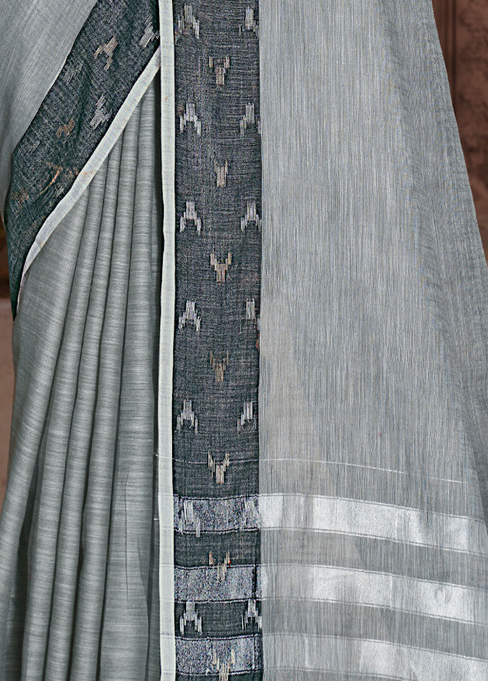 Grey Silk Saree With Blouse Piece - Indian Silk House Agencies