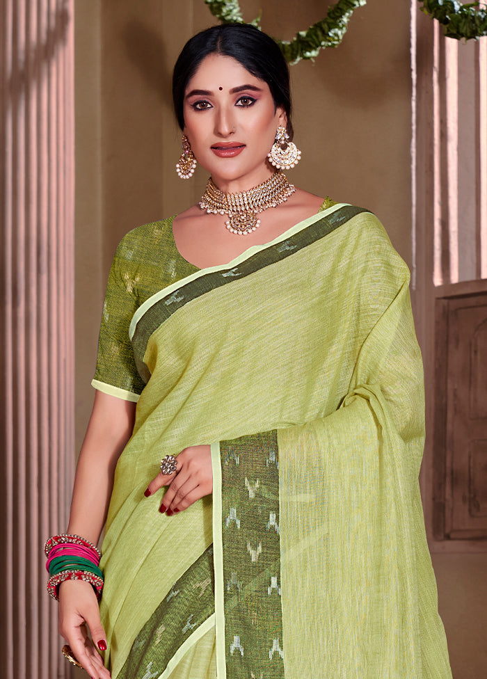 Light Green Silk Saree With Blouse Piece - Indian Silk House Agencies