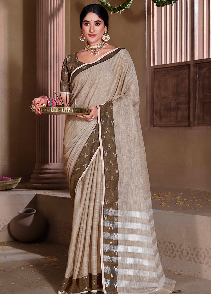 Brown Silk Saree With Blouse Piece - Indian Silk House Agencies