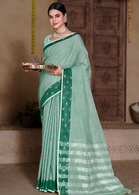 Sea Green Silk Saree With Blouse Piece - Indian Silk House Agencies