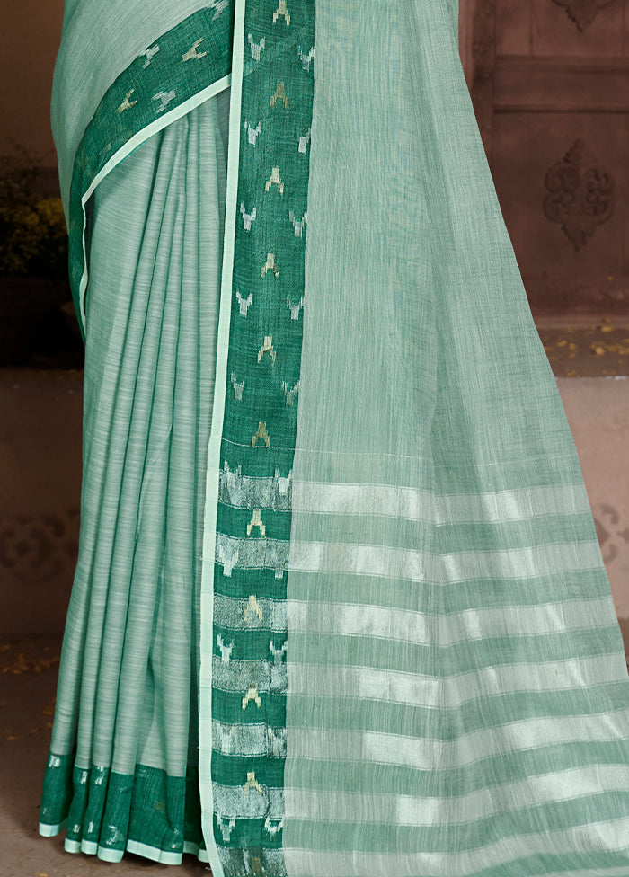 Sea Green Silk Saree With Blouse Piece - Indian Silk House Agencies