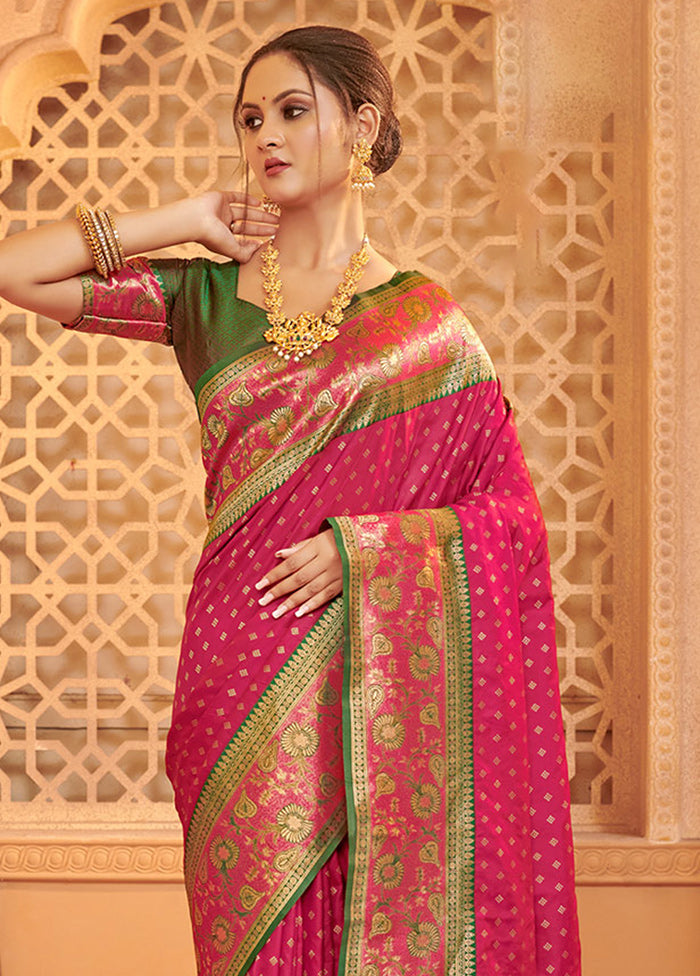 Pink Spun Silk Saree With Blouse Piece - Indian Silk House Agencies