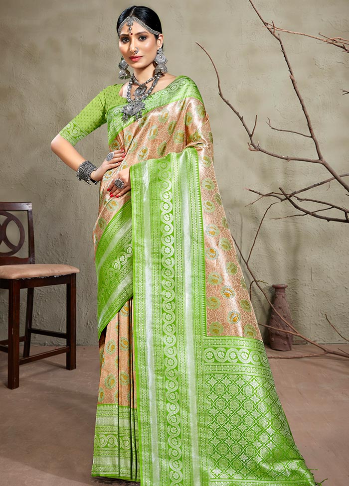 Green Kanjivaram Silk Saree With Blouse Piece - Indian Silk House Agencies