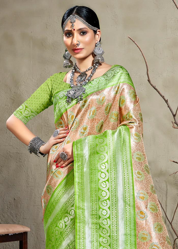 Green Kanjivaram Silk Saree With Blouse Piece - Indian Silk House Agencies