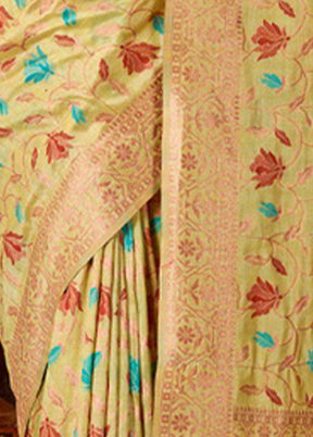 Yellow Spun Silk Saree With Blouse Piece - Indian Silk House Agencies