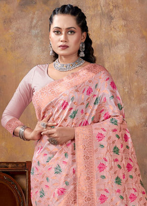 Pink Spun Silk Saree With Blouse Piece - Indian Silk House Agencies