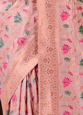 Pink Spun Silk Saree With Blouse Piece - Indian Silk House Agencies