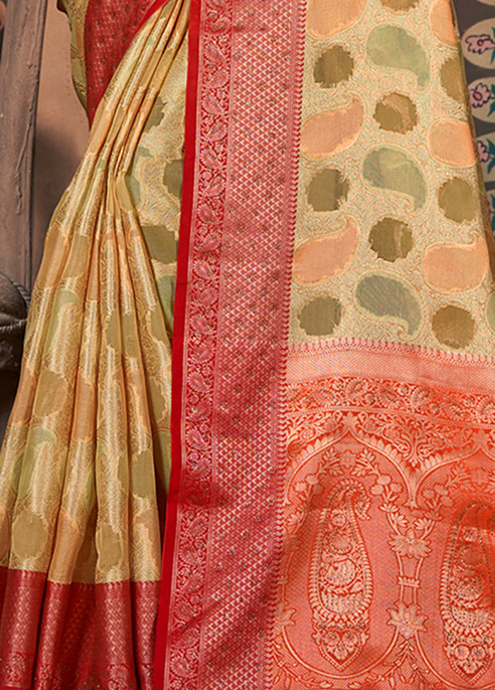 Cream Organza Saree With Blouse Piece - Indian Silk House Agencies