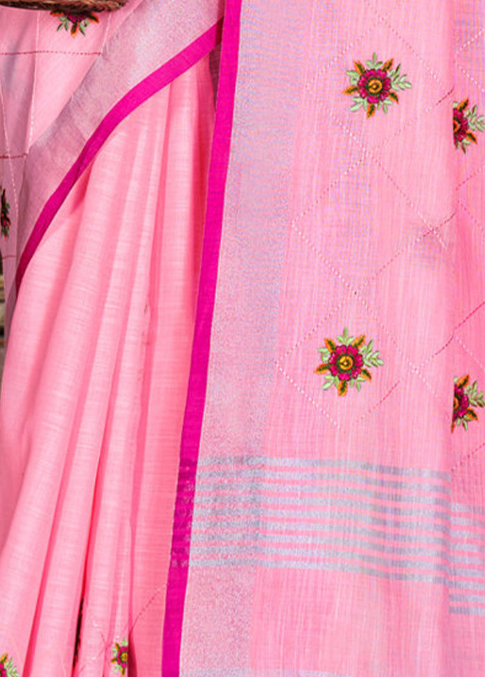 Pink Silk Saree With Blouse Piece - Indian Silk House Agencies