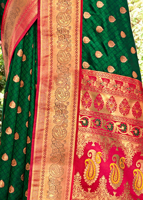 Green Dupion Silk Saree With Blouse Piece - Indian Silk House Agencies