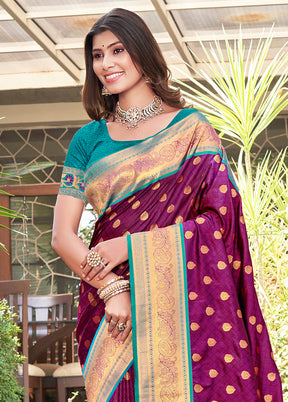 Purple Dupion Silk Saree With Blouse Piece - Indian Silk House Agencies