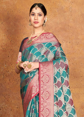 Sea Green Spun Silk Saree With Blouse Piece - Indian Silk House Agencies