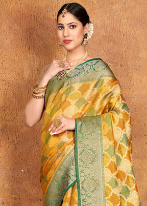 Yellow Spun Silk Saree With Blouse Piece - Indian Silk House Agencies