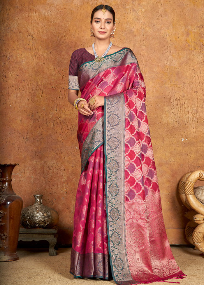 Pink Spun Silk Saree With Blouse Piece - Indian Silk House Agencies