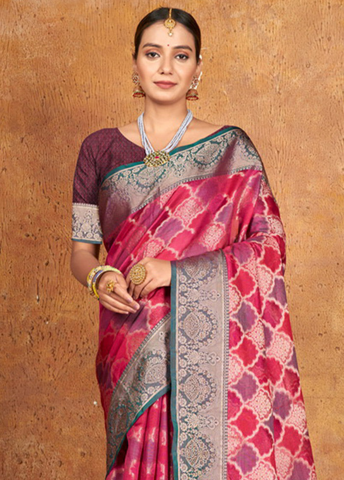 Pink Spun Silk Saree With Blouse Piece - Indian Silk House Agencies