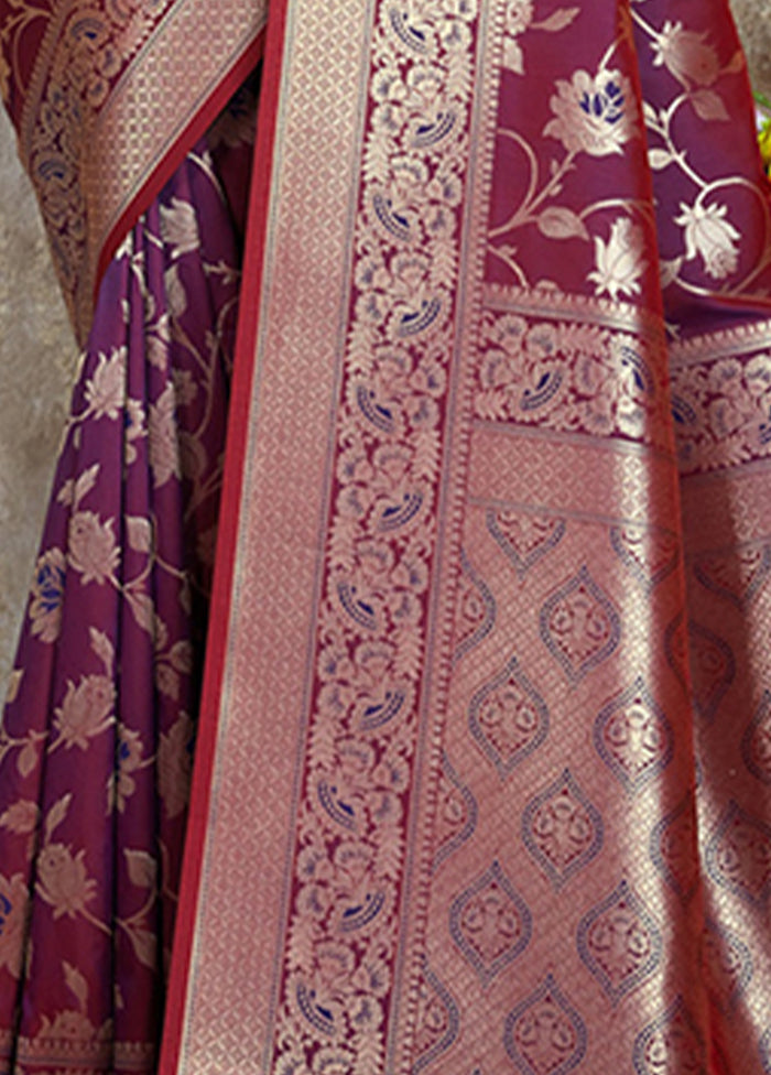 Purple Spun Silk Saree With Blouse Piece - Indian Silk House Agencies