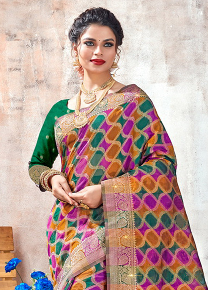 Mustard Organza Saree With Blouse Piece - Indian Silk House Agencies