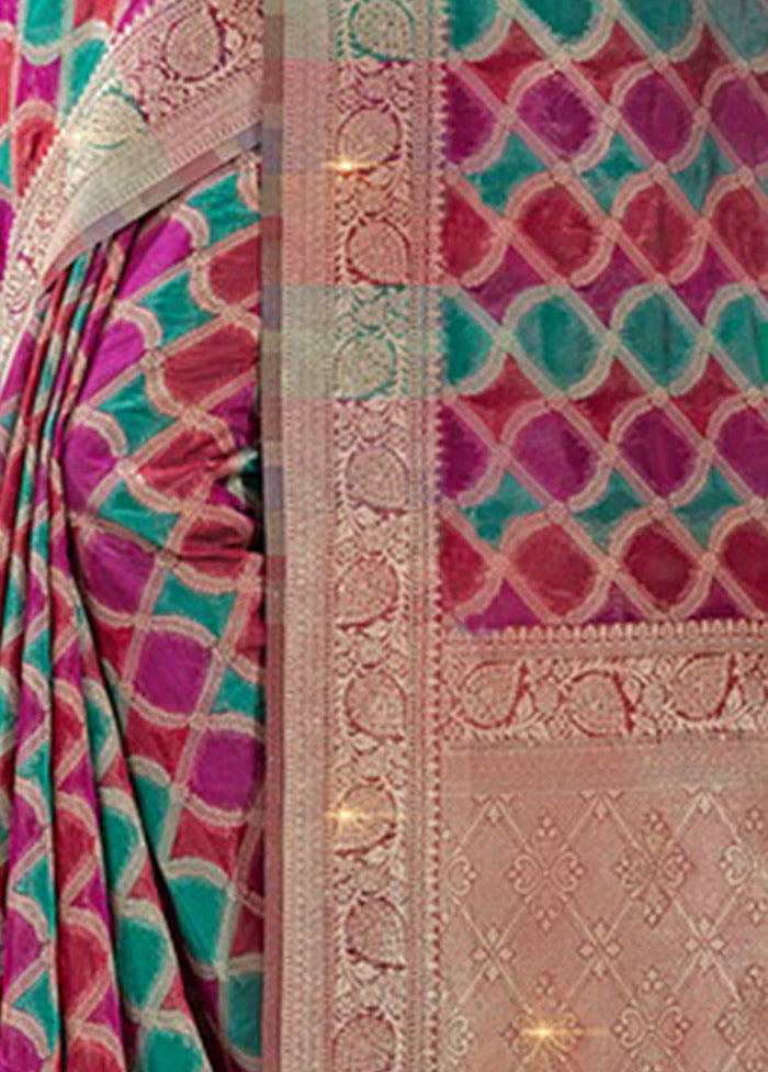 Pink Organza Saree With Blouse Piece - Indian Silk House Agencies