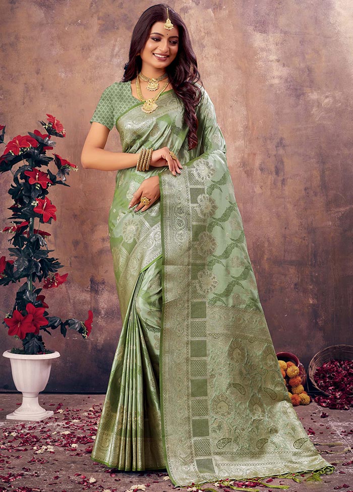 Green South Silk Saree With Blouse Piece - Indian Silk House Agencies