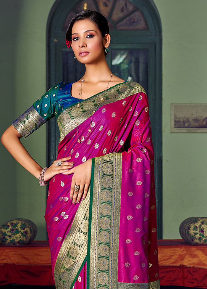 Purple Spun Silk Saree With Blouse Piece - Indian Silk House Agencies