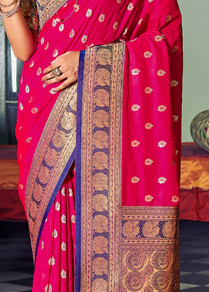 Magenta Spun Silk Saree With Blouse Piece - Indian Silk House Agencies