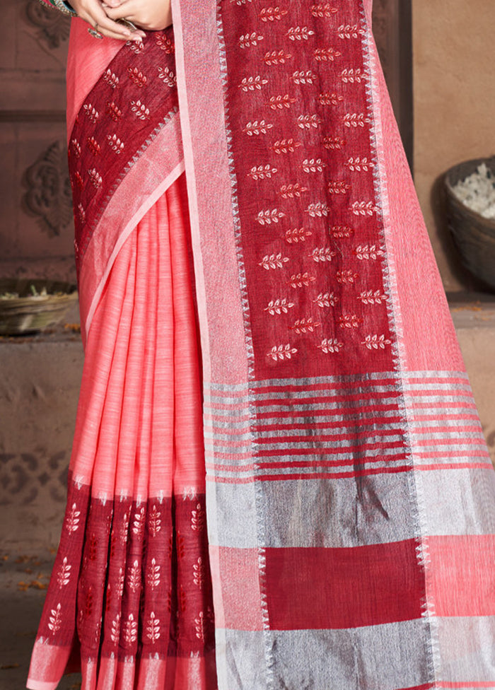 Pink Cotton Saree With Blouse Piece - Indian Silk House Agencies