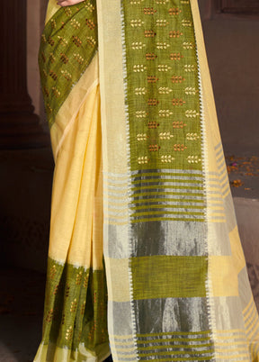 Yellow Cotton Saree With Blouse Piece - Indian Silk House Agencies