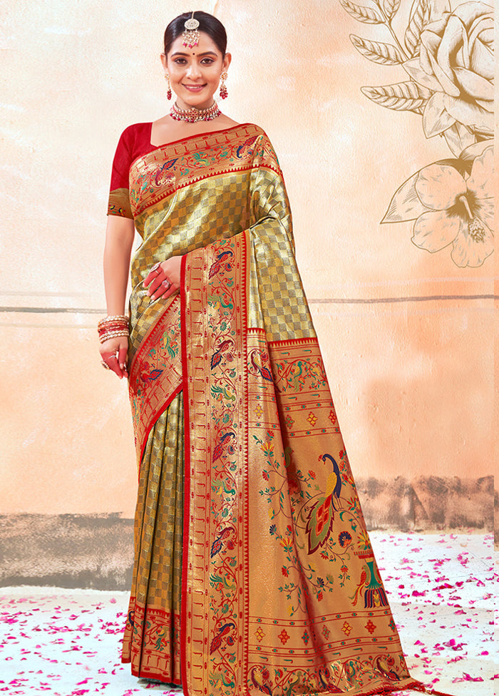 Mehendi Dupion Silk Saree With Blouse Piece - Indian Silk House Agencies