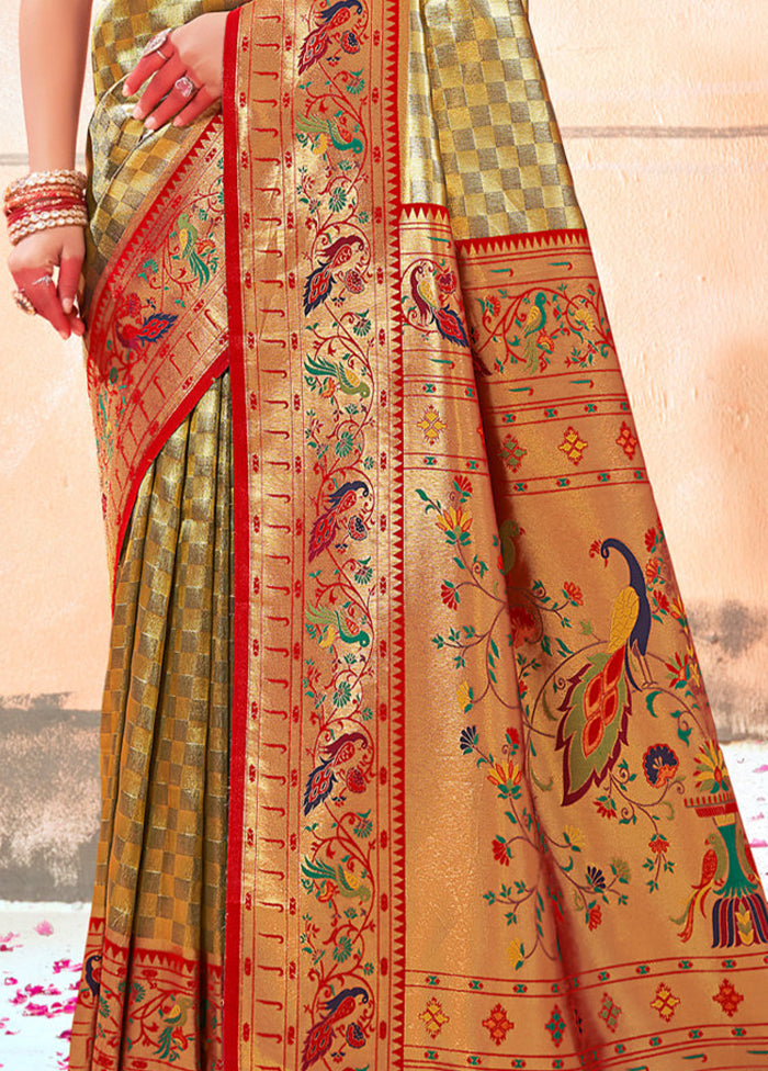 Mehendi Dupion Silk Saree With Blouse Piece - Indian Silk House Agencies