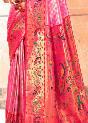 Pink Dupion Silk Saree With Blouse Piece - Indian Silk House Agencies